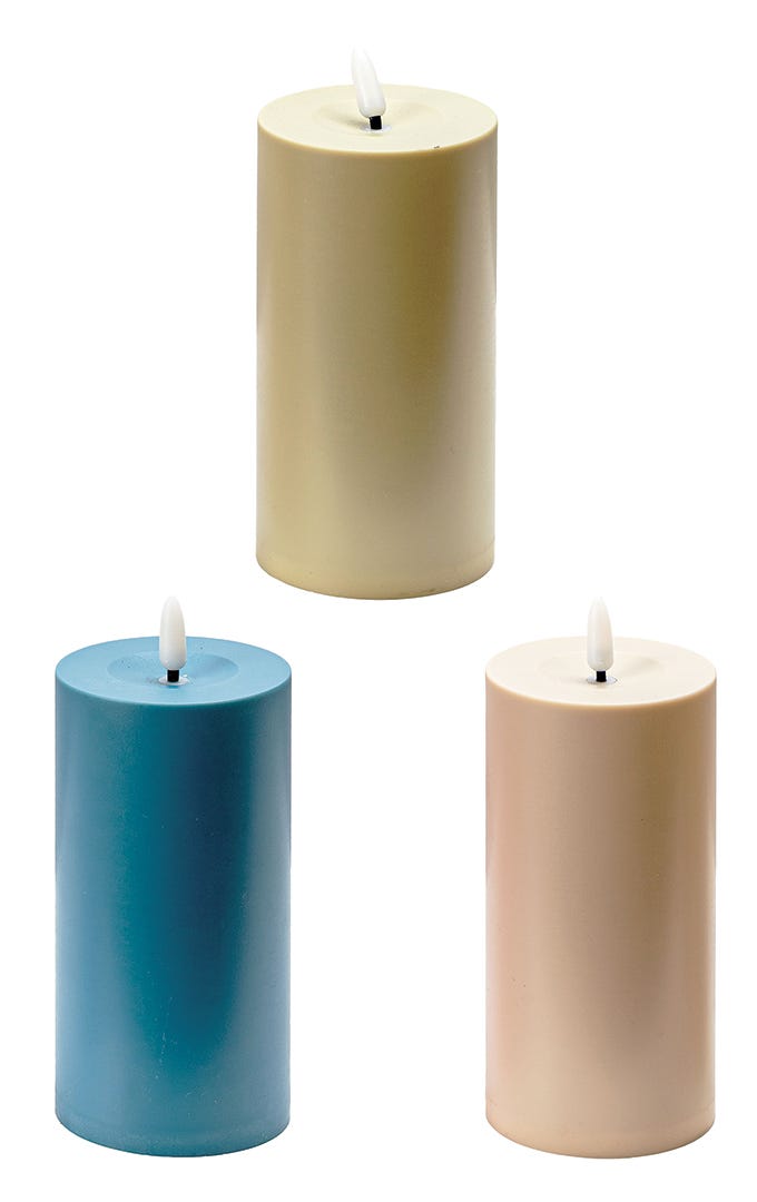 Outdoor Candle, Flickering Flame, 15 cm, Assorted