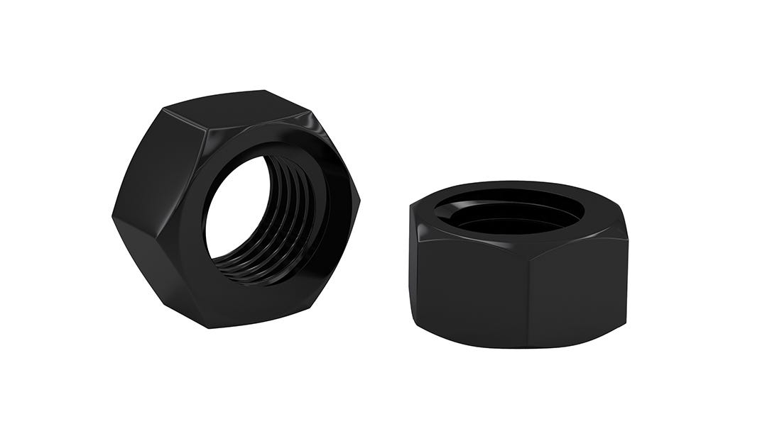 Black Hex Nut - Rustproof Finish - 3/8 in.
