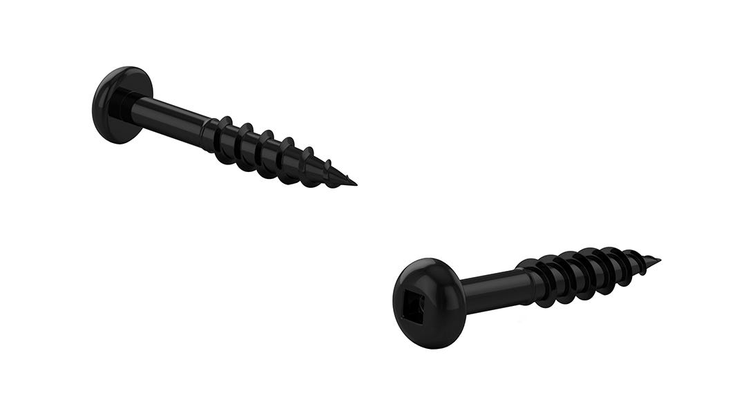 Black Pan Head Screw, Square Drive, Coarse Thread - Rustproof Finish - 1 1/2 in.