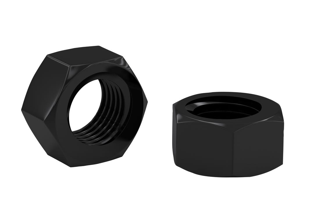 Hexagonal Nuts, 1/2 in., Black