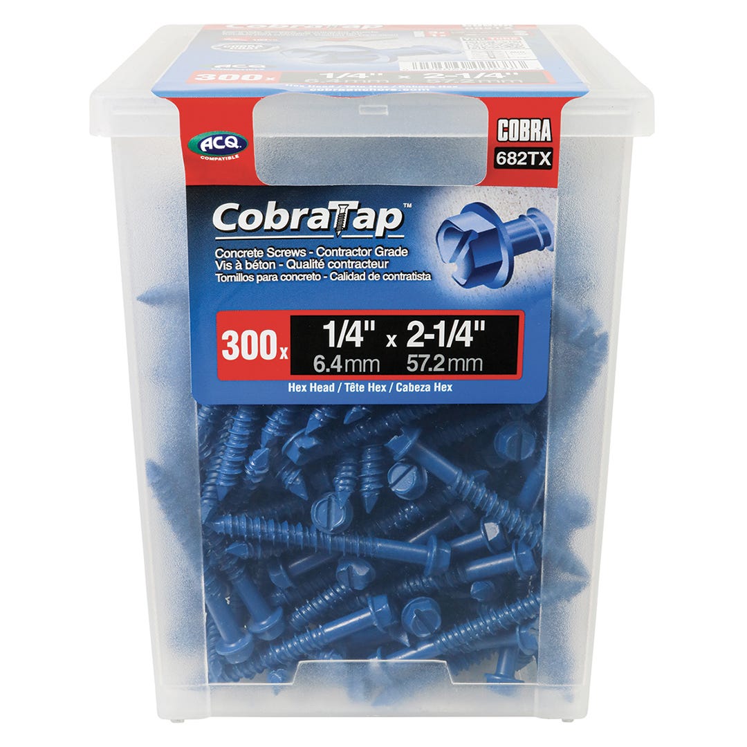 Concrete Hex Head Screws, 1/4 in. x 2-1/4 in., 300/pack
