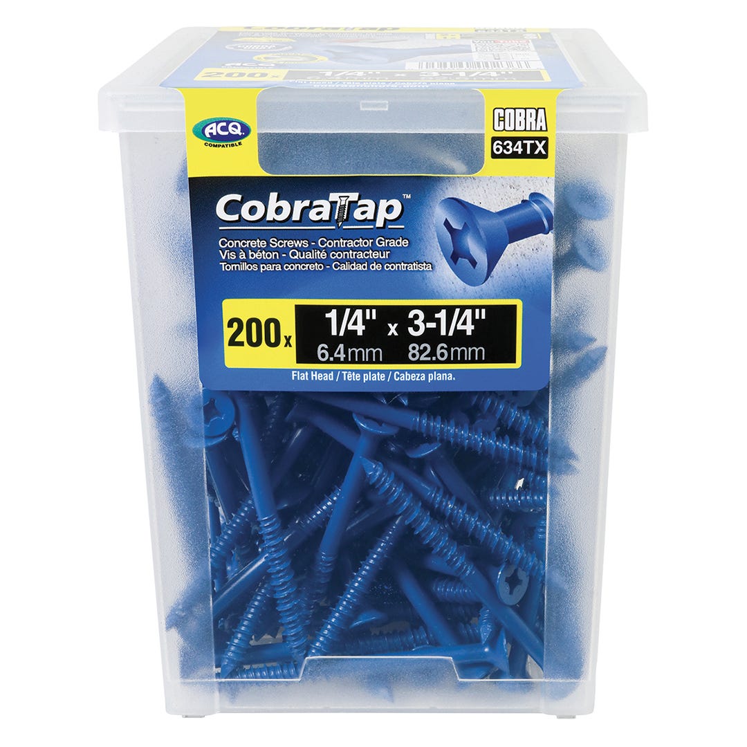 Concrete Screws, 1/4 in. x 3-1/4 in., 350/pack