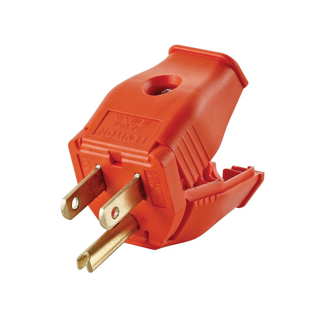Bipolar, Tri-Wire Plug, 15 A, 125 V, Orange