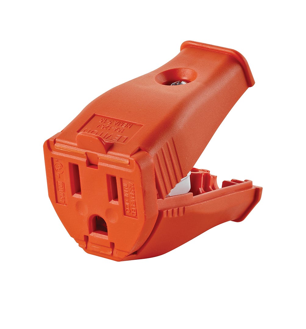 Tri-Wire Plug, 15 A, 125 V, Orange