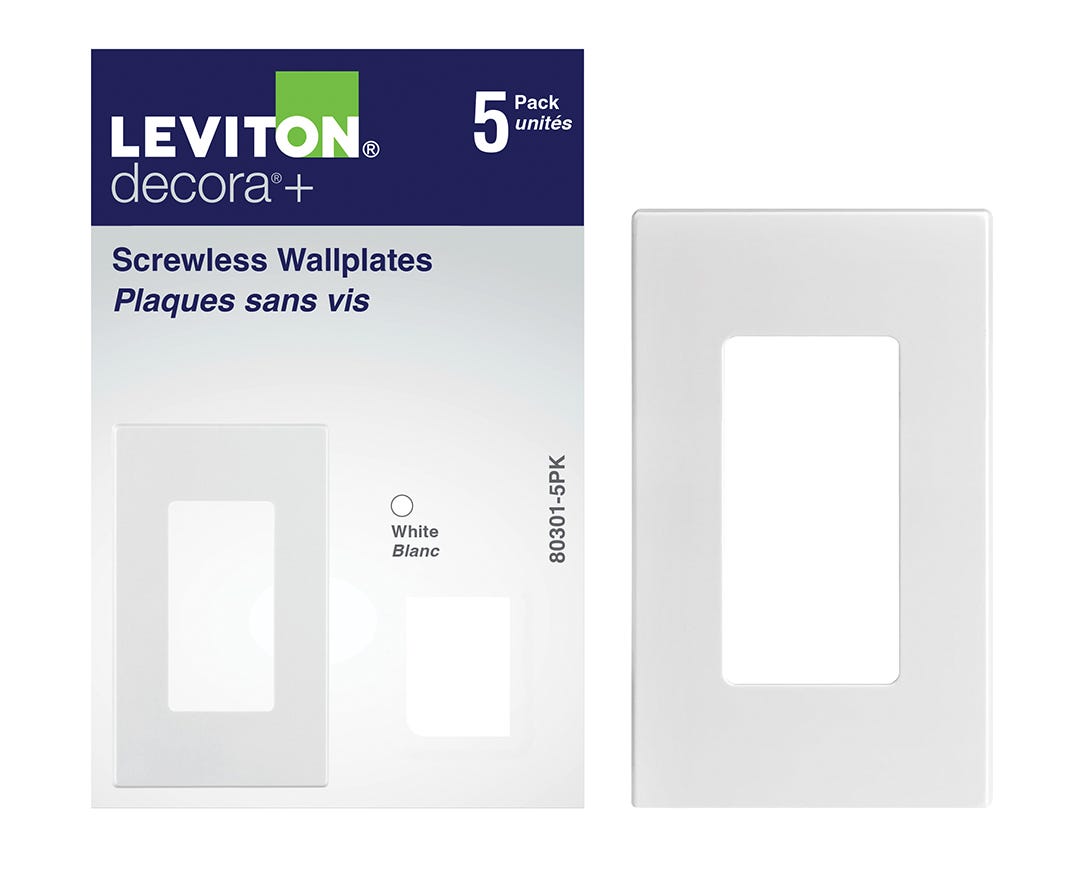 DECORA Single, Screwless Wall Plate, 5/Pack