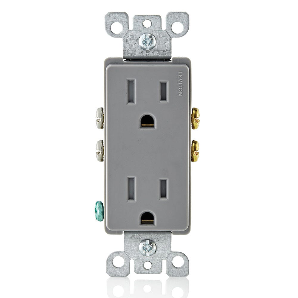 Tamper-Resistant DECORA Outlet, 15 A, Gray