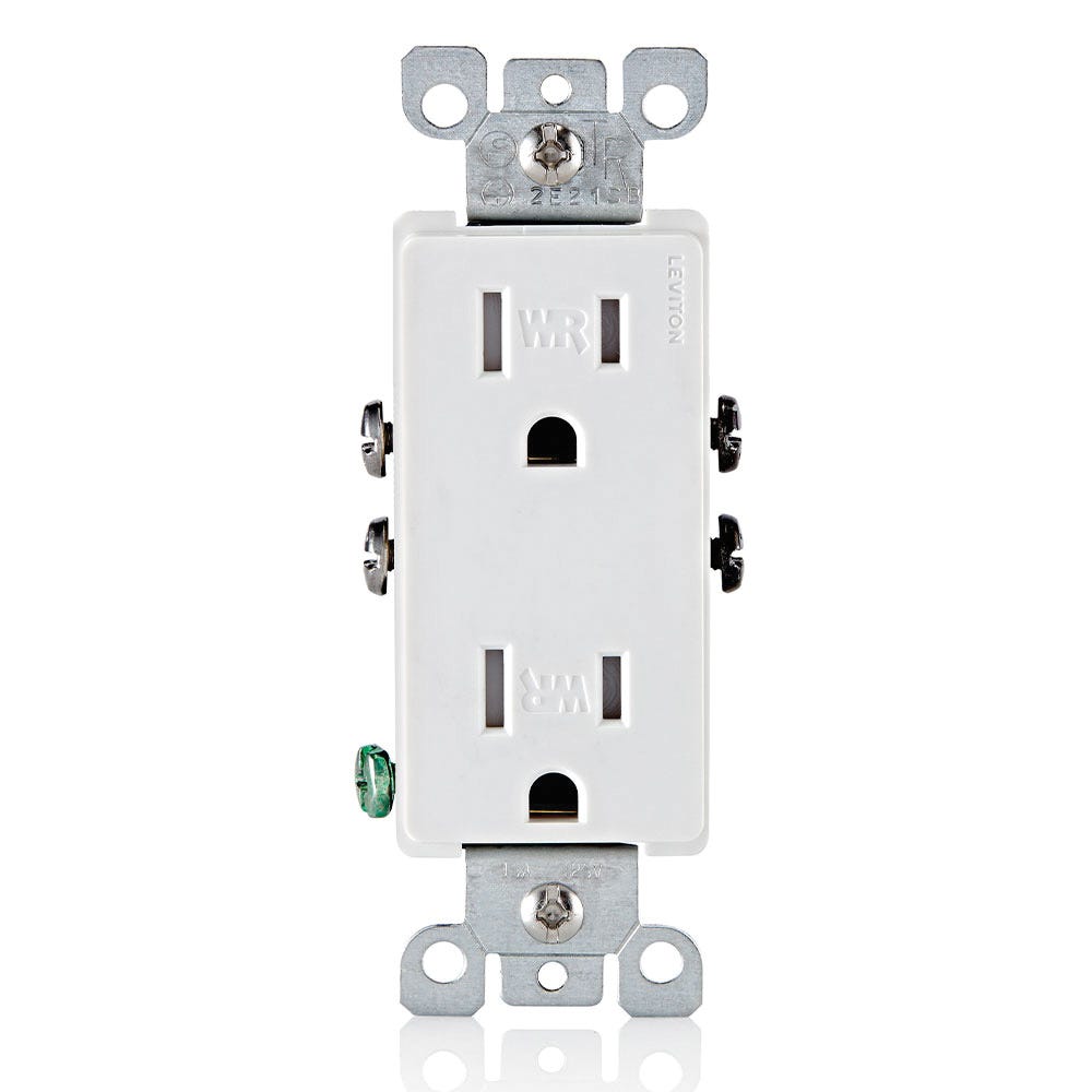 Weather-Resistant DECORA Outlet, 15 A, 125 V, White