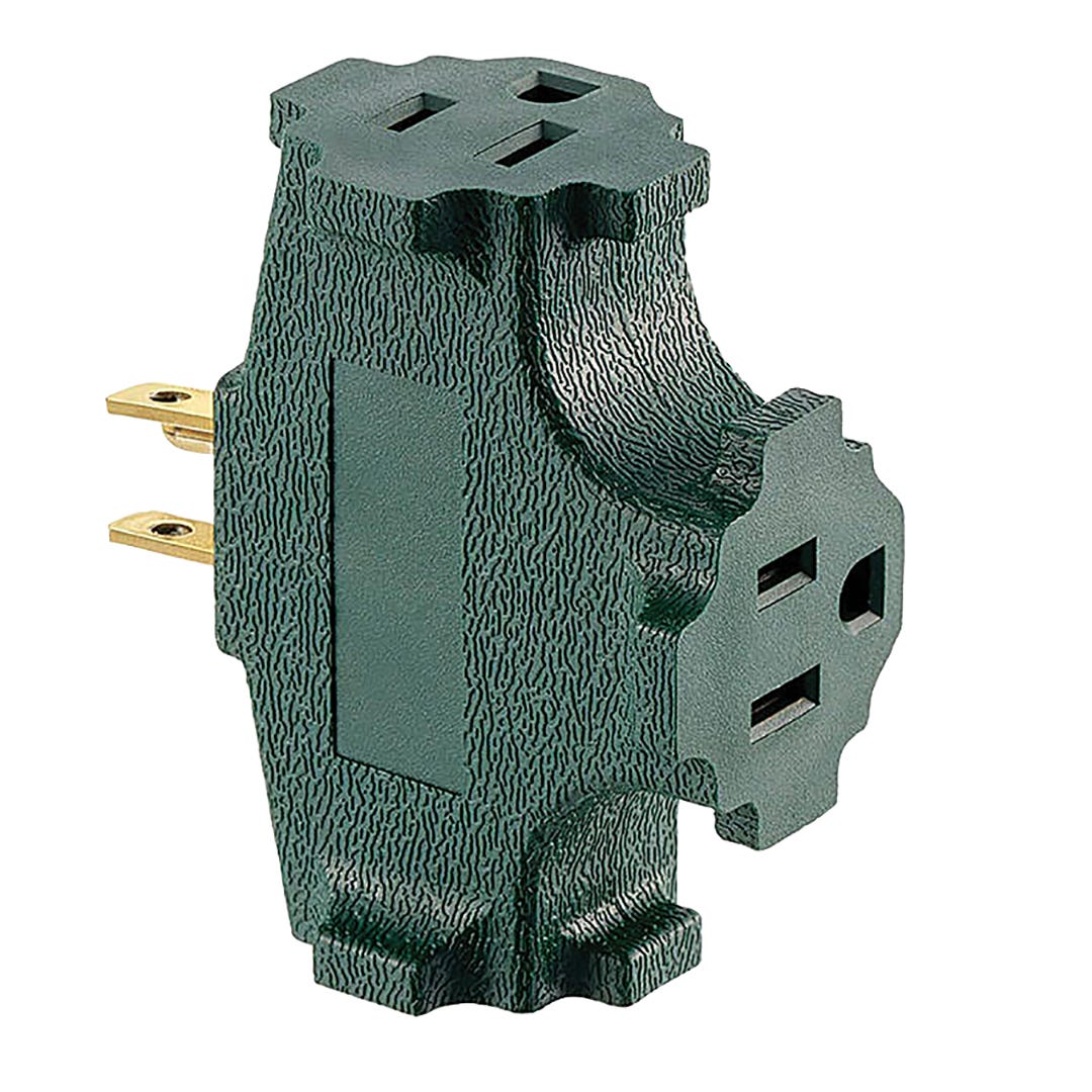 Grounded Triple Adapter, Green