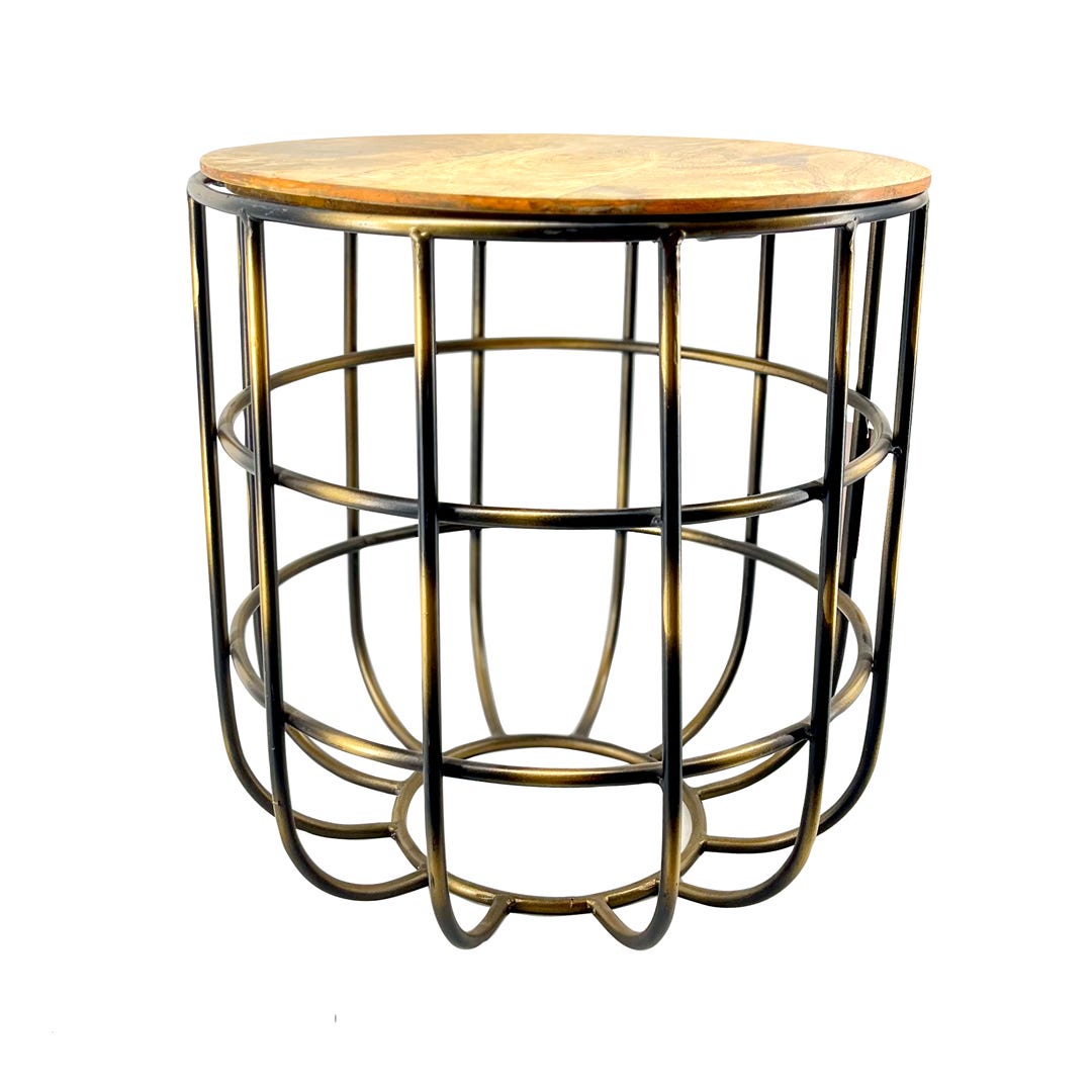 Set of 2 Side Tables with Wooden Surface