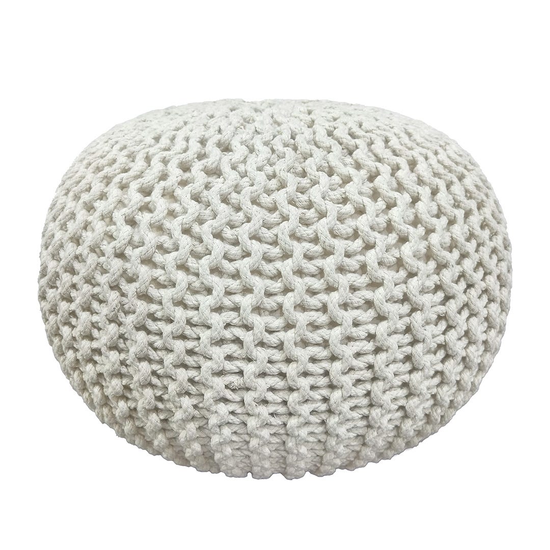 Macrame Pouf, Natural