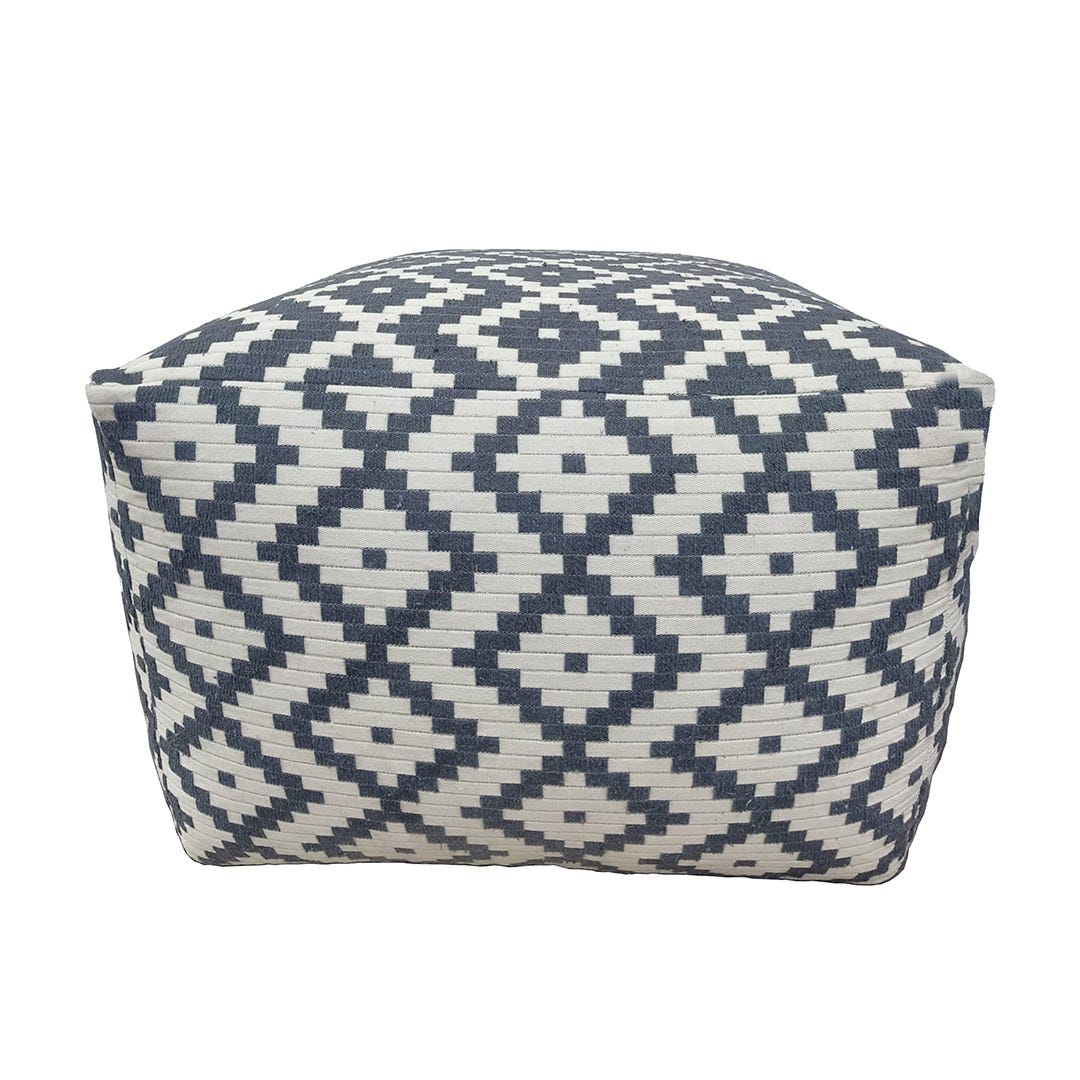Cube Pouf, Charcoal/Natural
