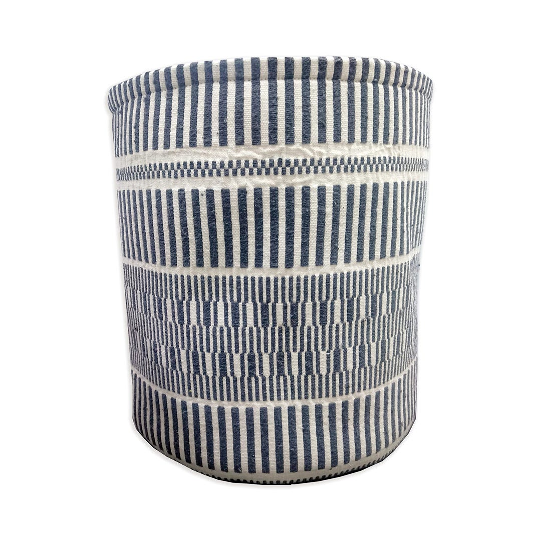Set of 3 Cotton Baskets with Pattern, Large, Gray/Natural
