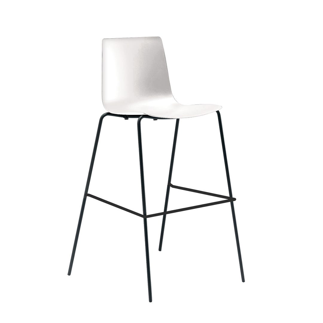 Stool with Plastic Seat, White
