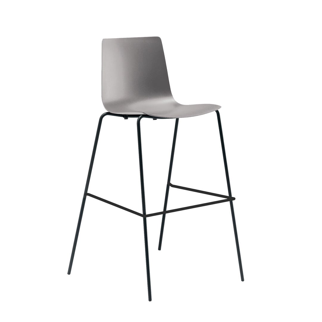 Stool with Plastic Seat, Grey