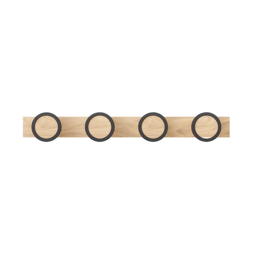 HUB Wall Mount with 4 Hooks, Natural/Black