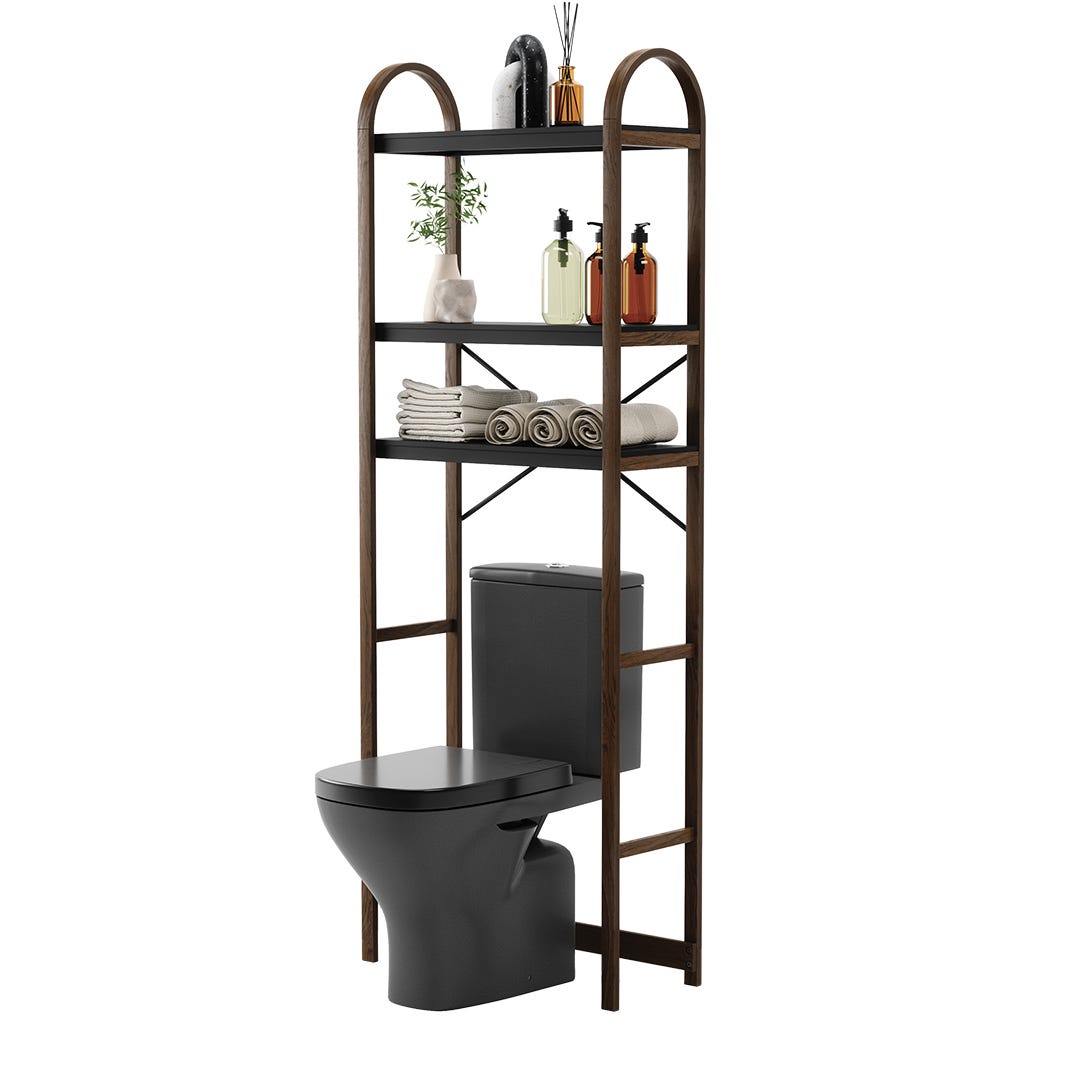 BELLWOOD Over the Toilet Shelf, Black/Walnut