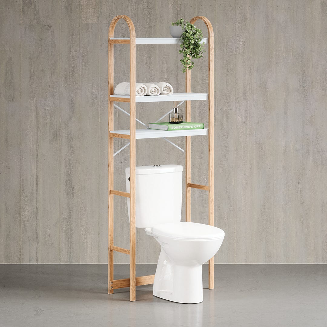 BELLWOOD Over the Toilet Shelf, White/Natural