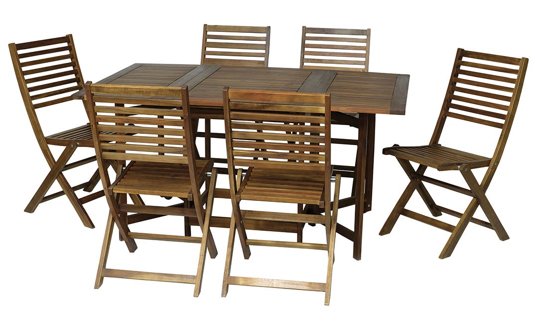 CARMEL Dining Set, 7 Pieces, Natural