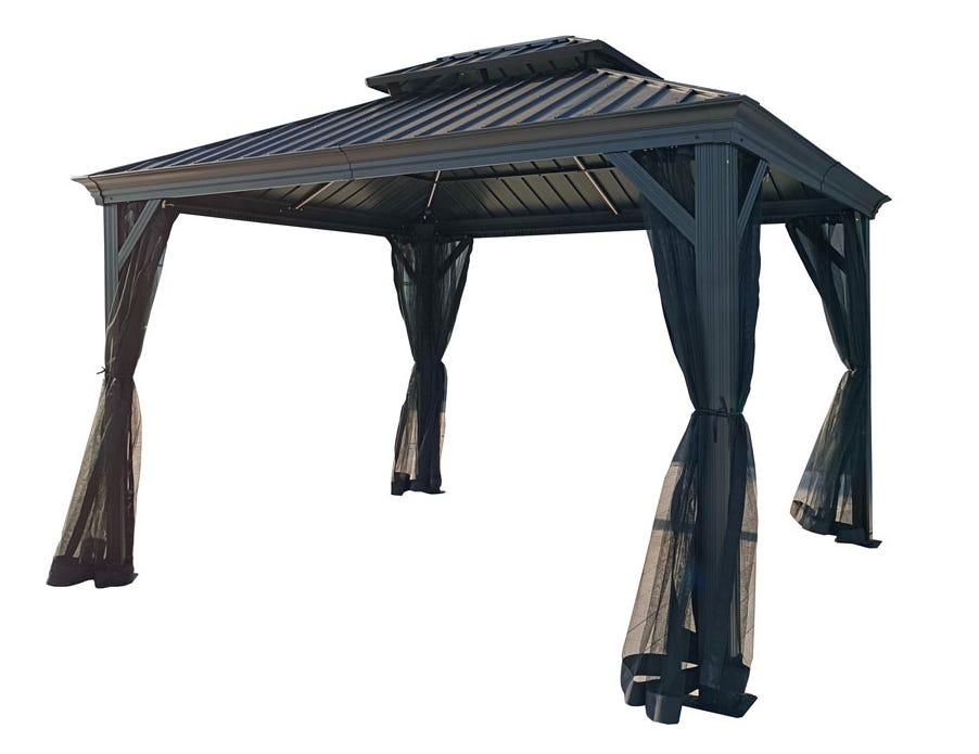 FUJI Double Metal Roof Gazebo with Mosquito Nets, 10 ft. x 12 ft.