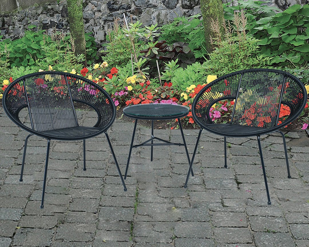 MADRID Bistro Set, 3 pieces, Black