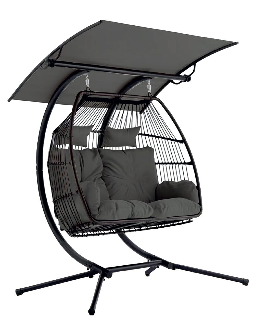 TULUM Double Hanging Chair, 67 in. x 71,5 in. x 44 in., Grey
