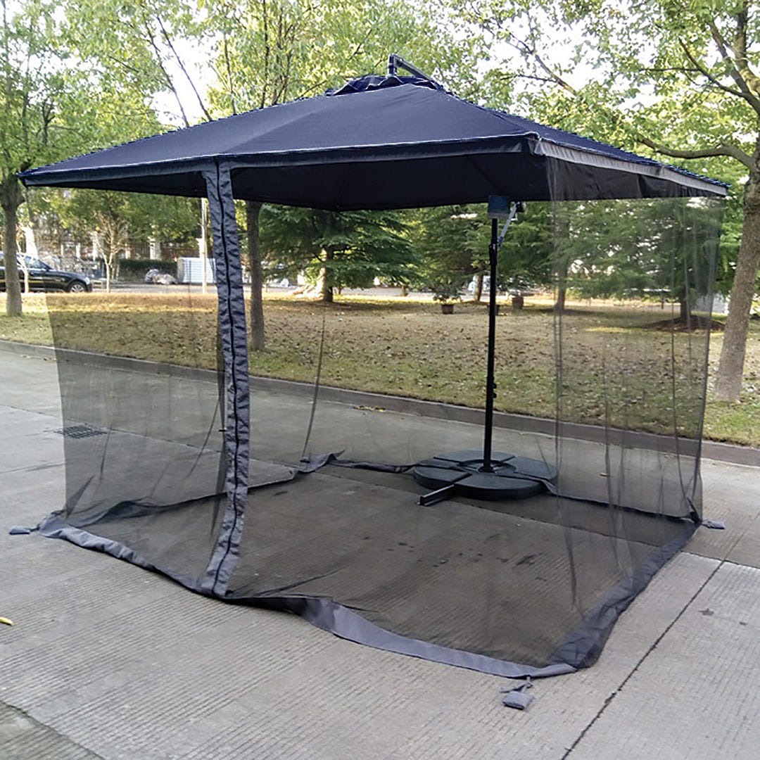 ROMA Offset Patio Umbrella with Mosquito Net, Blue