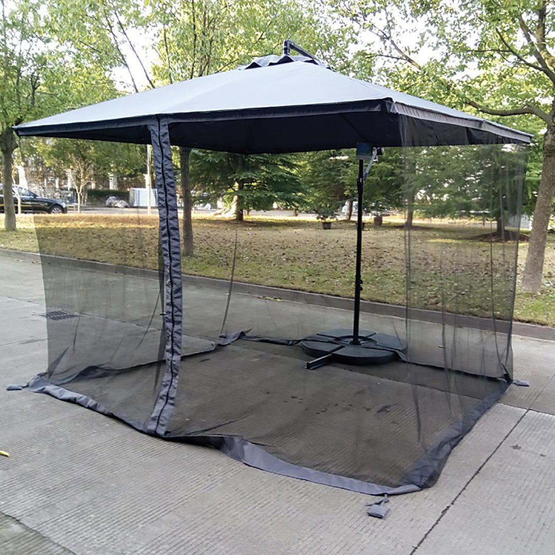ROMA Offset Patio Umbrella with Mosquito Net, Grey
