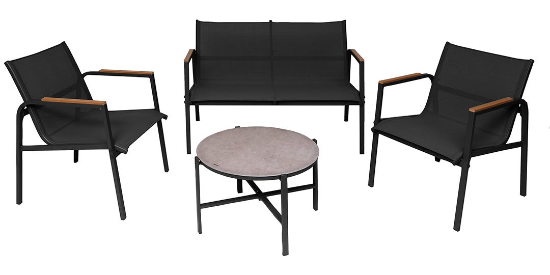 ODESSA Conversation Set, 4 Pieces, Black
