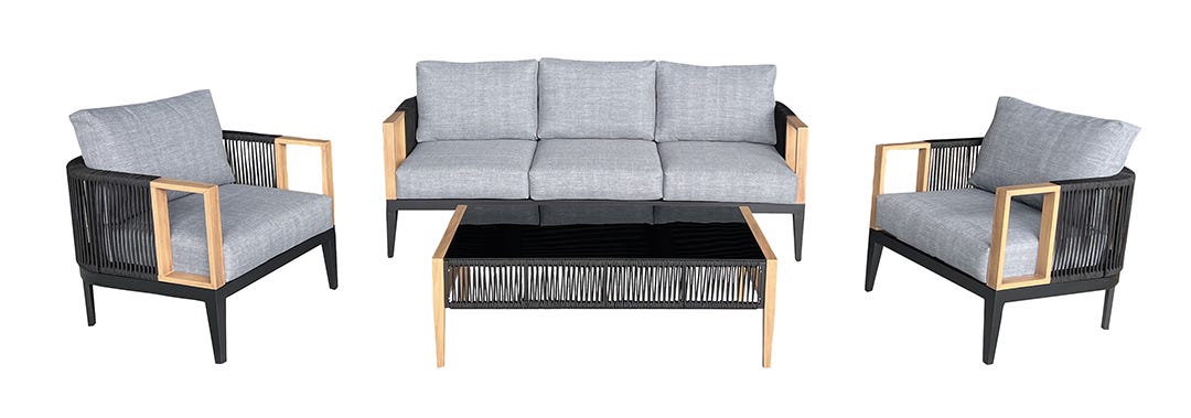 SOFIA Conversation Set, 4 Pieces, Gray and Black