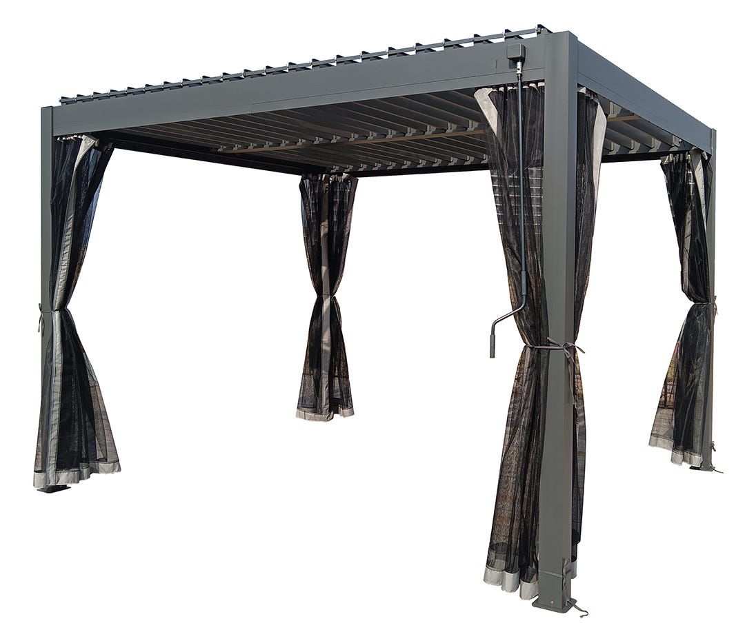ATHEN Pergola with Mosquito Net, 10 ft. x 10 ft., Black