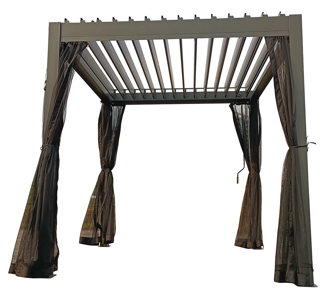 ATHEN Pergola with Mosquito Net, 8 ft. x 8 ft., Black
