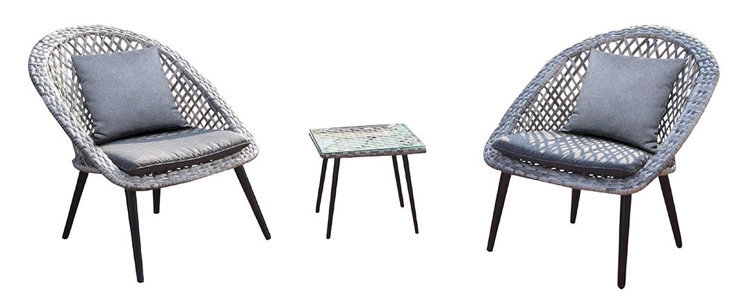 MELINA Conversation Set, 3-Pieces, Grey