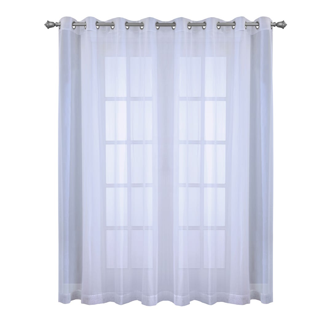COTE D'AZUR Grommet Faux Linen Curtain, White, 95 in.