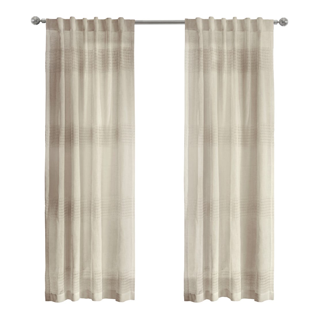 LINDSEY Light Filtering Back Tab Curtain, Linen, 84 in.