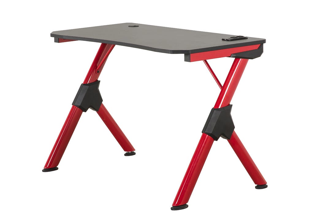Gaming Desk with Metal Legs, 43 in. x 29 in. x 23 in. Red
