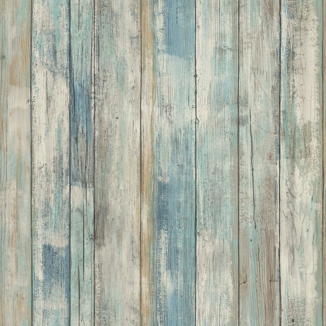 Distressed Wood Blue Peel & Stick Wallpaper