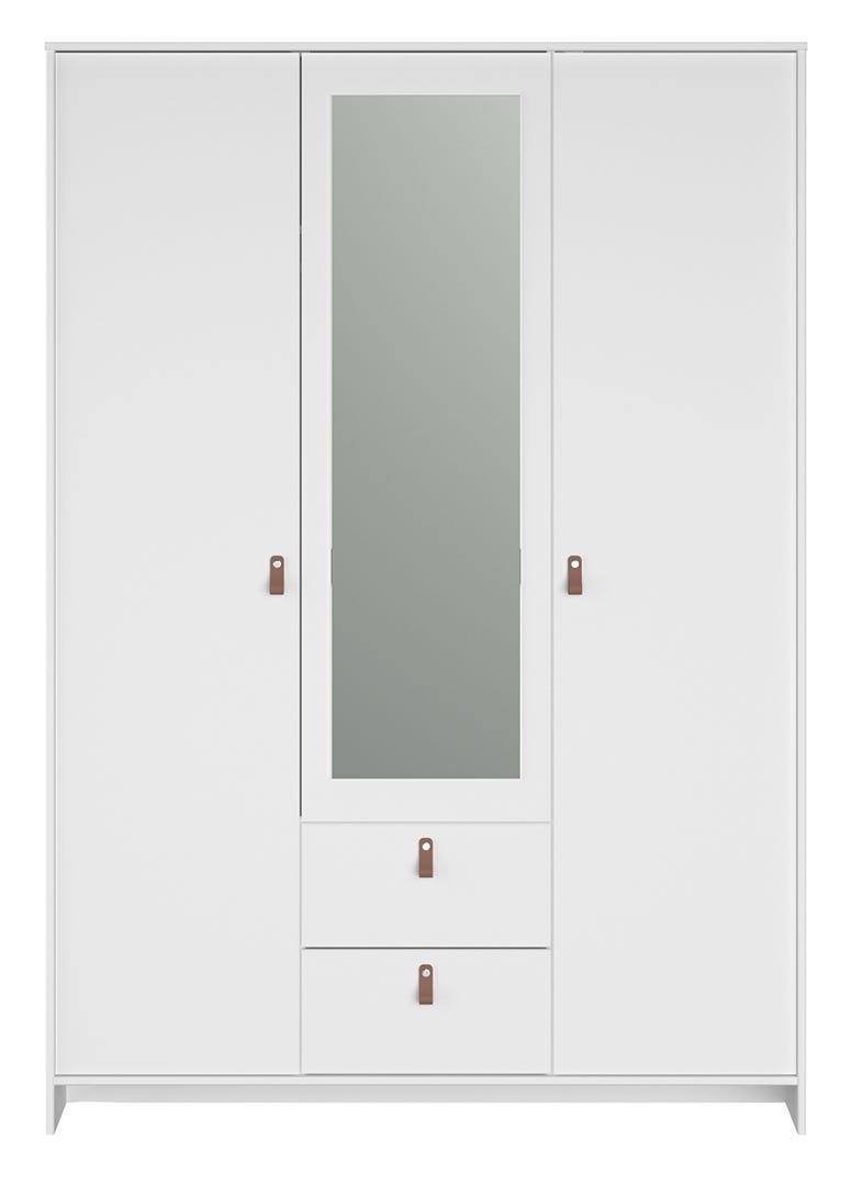 MINKEE Wardrobe Closet, 3 doors and 2 drawers, white