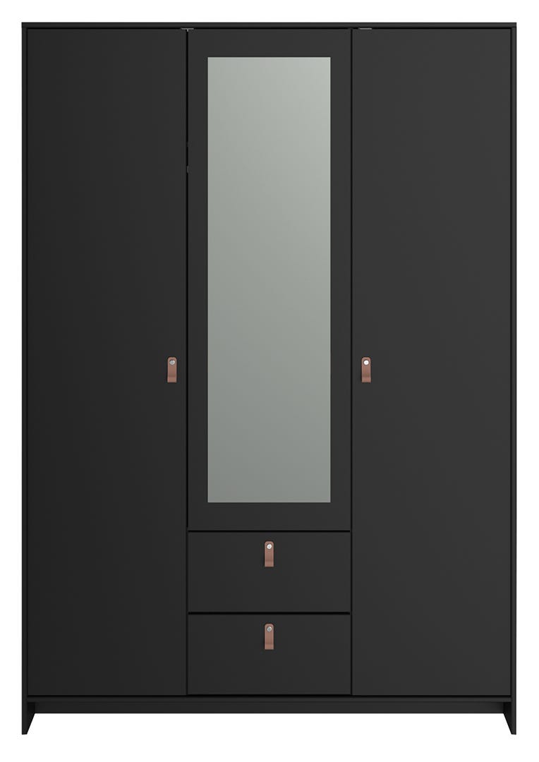 MINKEE Wardrobe Closet, 3 doors and 2 drawers, black