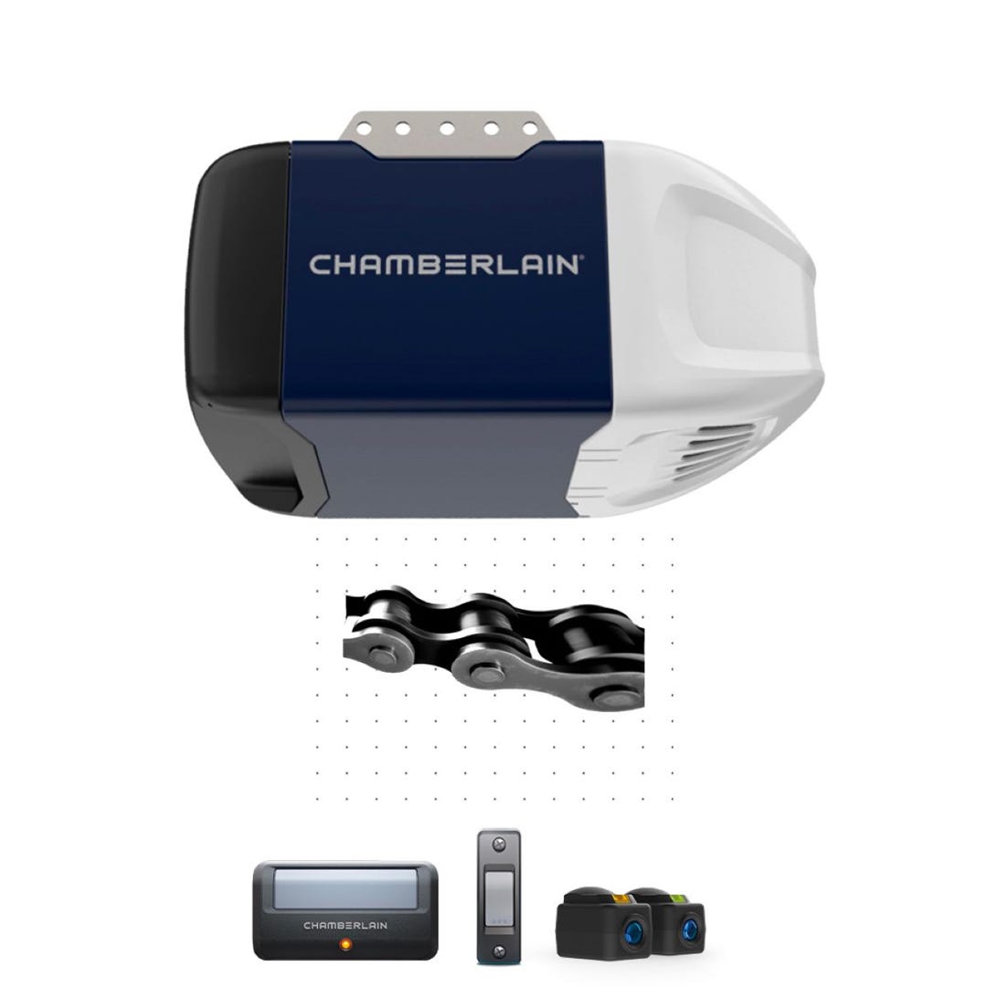 Garage Door Opener with Chain Drive Motor, 1/2 HP