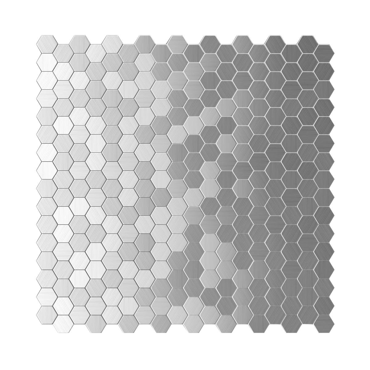HEXAGONIA Stainless Self-Adhesive Mosaic Tile, 5 mm, 11.4 in. x 11.9 in., Silver