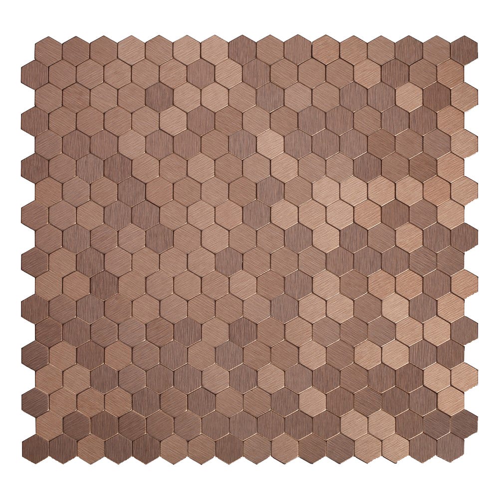 HEXAGONIA Self-Adhesive Mosaic Tile, 11.89 in. x 11.46 in., Dark Copper