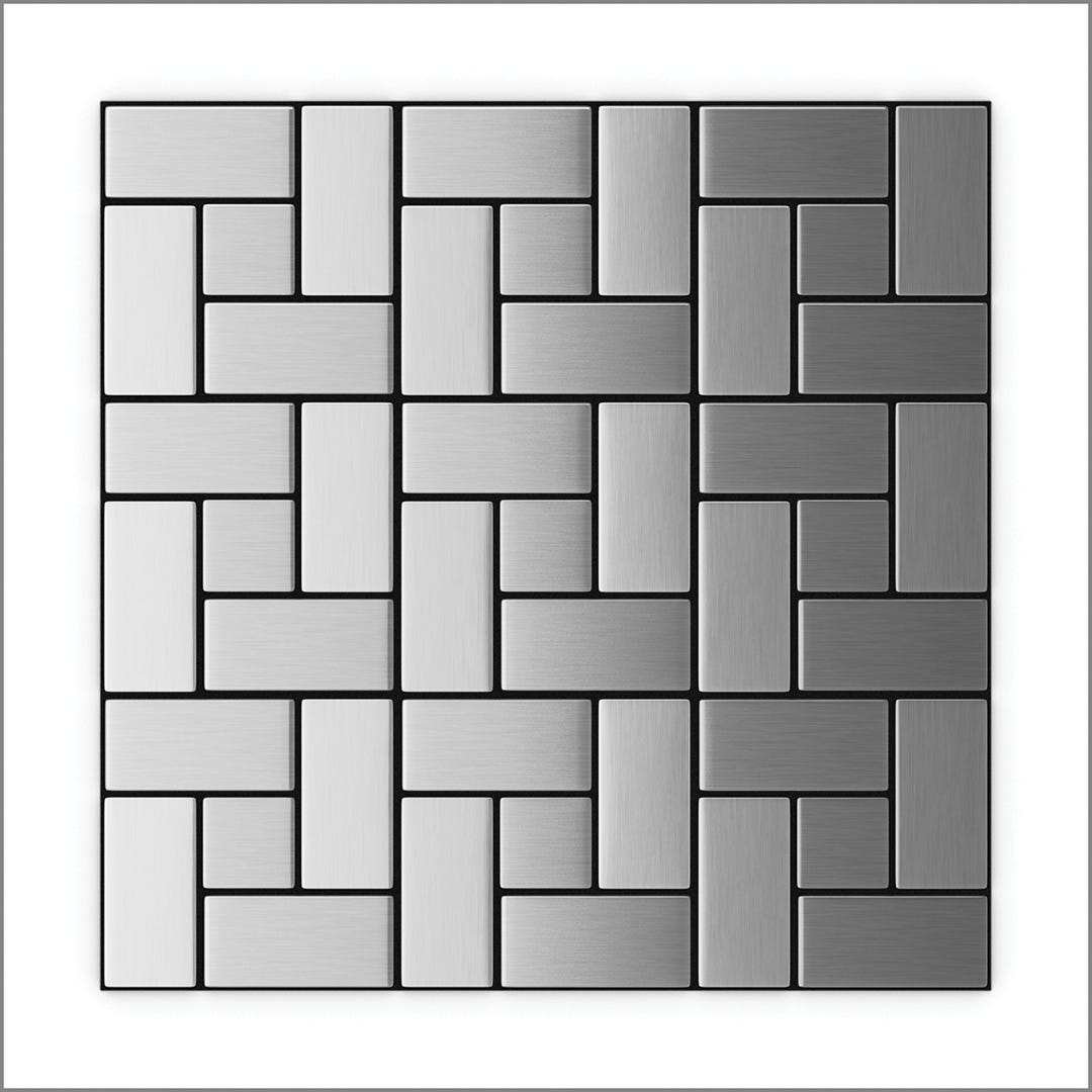 CALIFORNIA Self-Adhesive Mosaic Tile, 11.3 in. x 11.3 in., Silver Metal