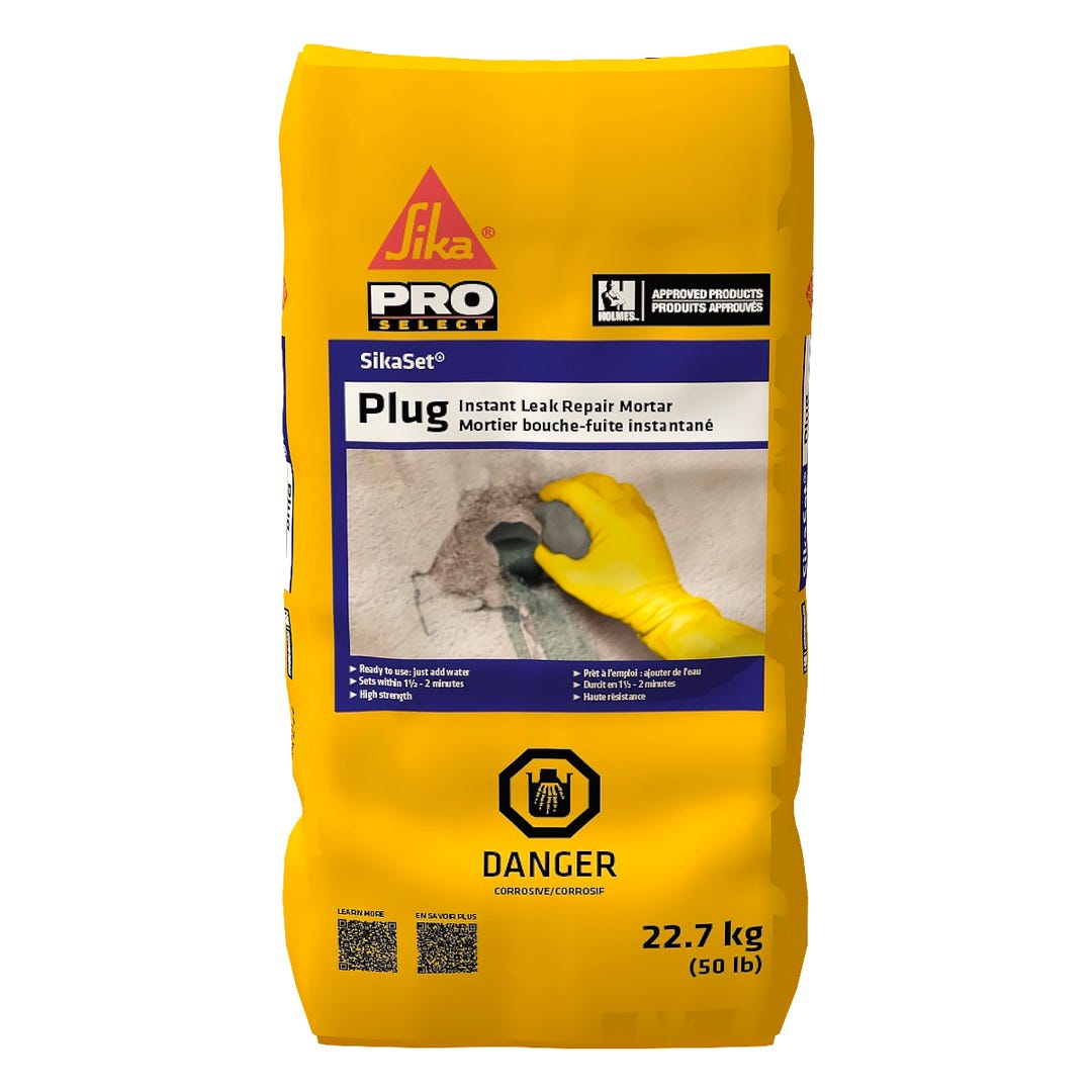 SIKASET PLUG Instant Leak-Stop Mortar, 22.7 kg