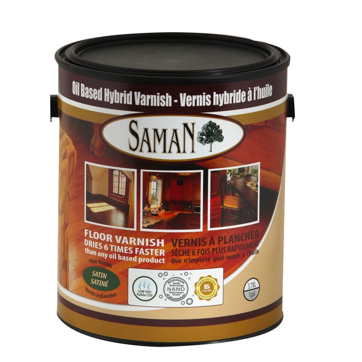 HYBRID Floor Oil Varnish, Clear, Satin Finish, 3.78 L