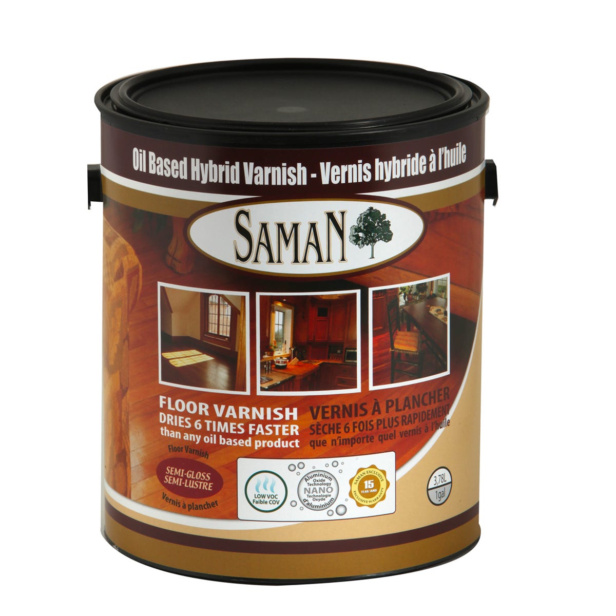 HYBRID Floor Oil Varnish, Clear, Semi-Gloss Finish, 3.78 L