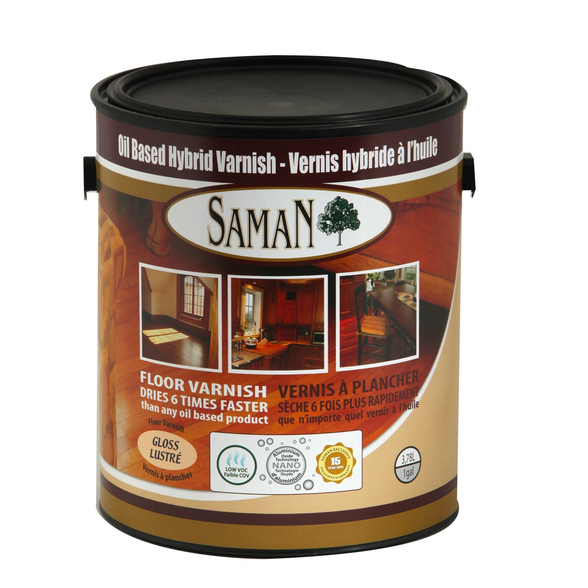 HYBRID Floor Oil Varnish, Clear, Gloss Finish, 3.78 L