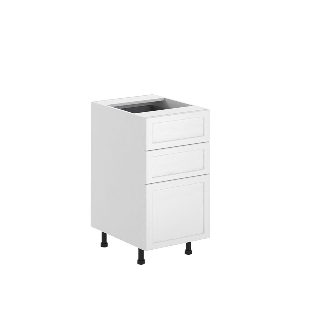 Base Cabinet, 3 Drawers, 18 in. x 34.5 in., Polar White