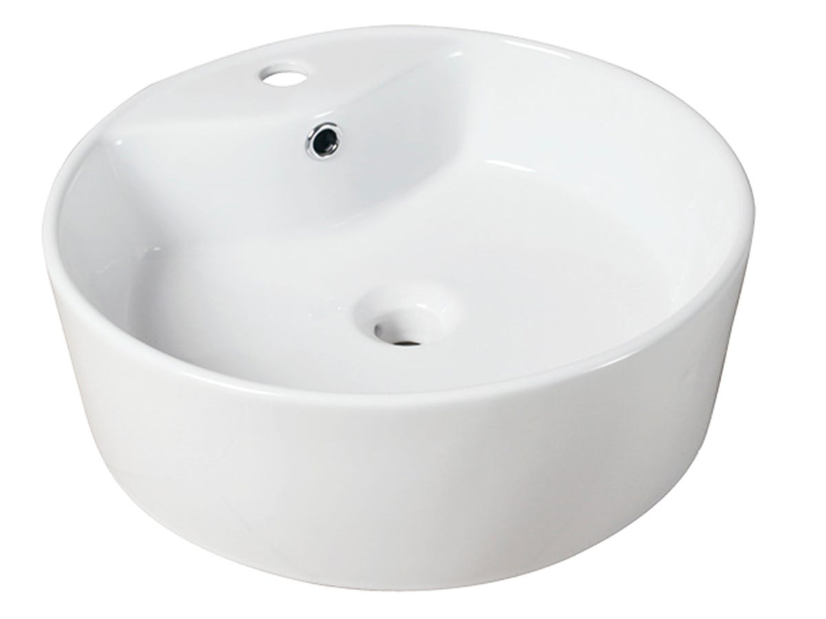 Round Vessel Sink, One Hole for Faucet, 18 in. White Filso