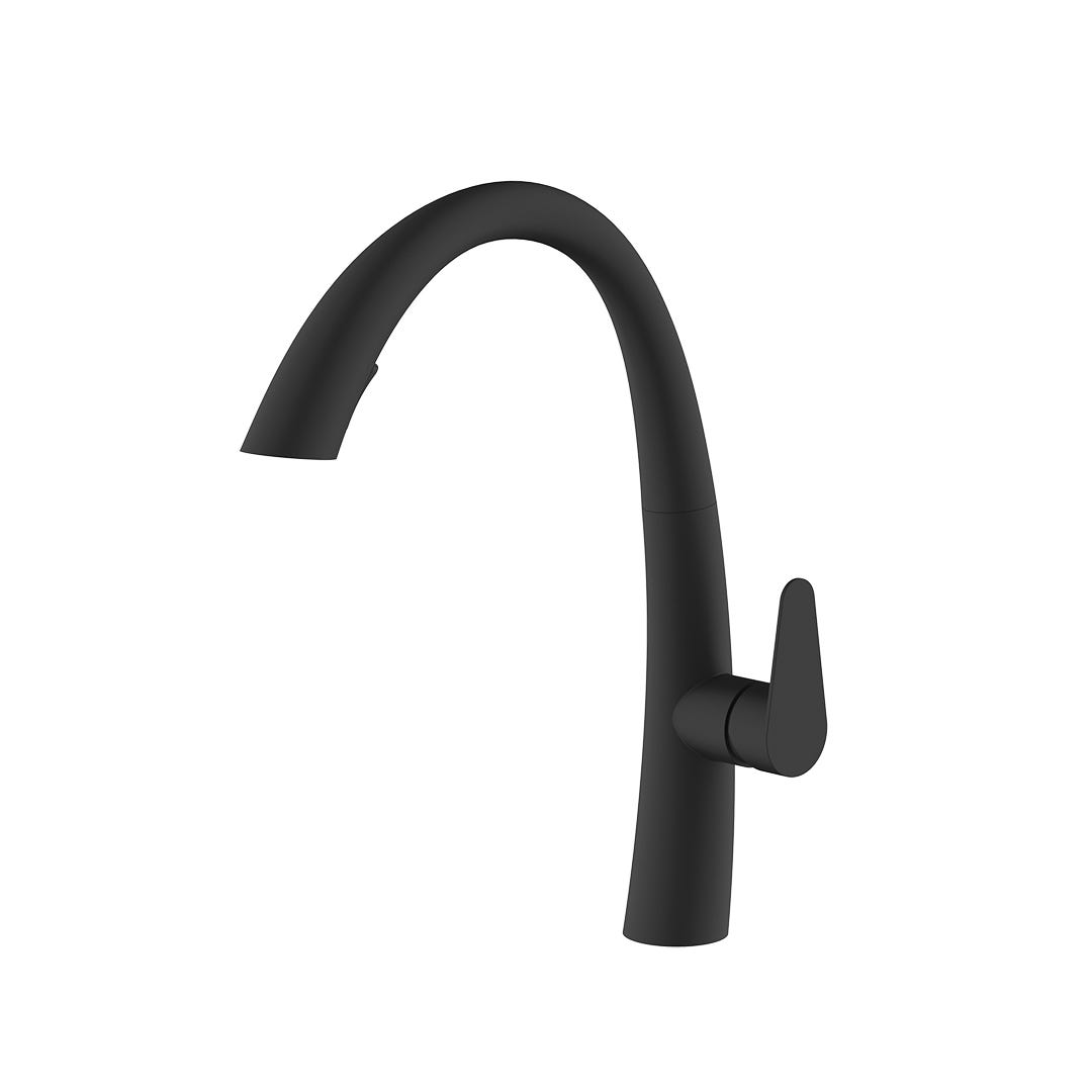 BASSA Kitchen Faucet, Retractable Spout, Matte Black
