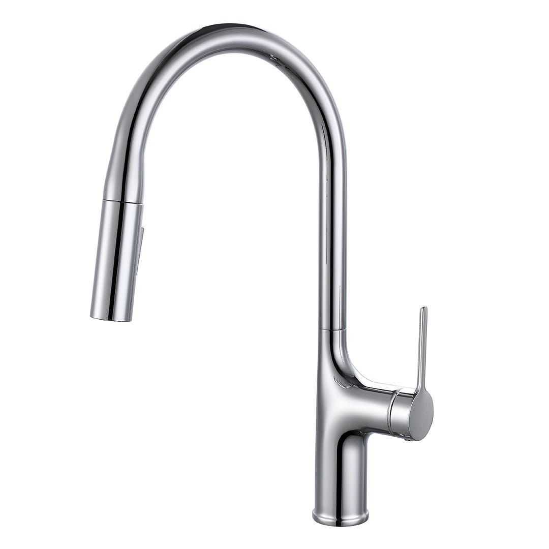 TEGA Kitchen Faucet, Retractable Spout, Chrome